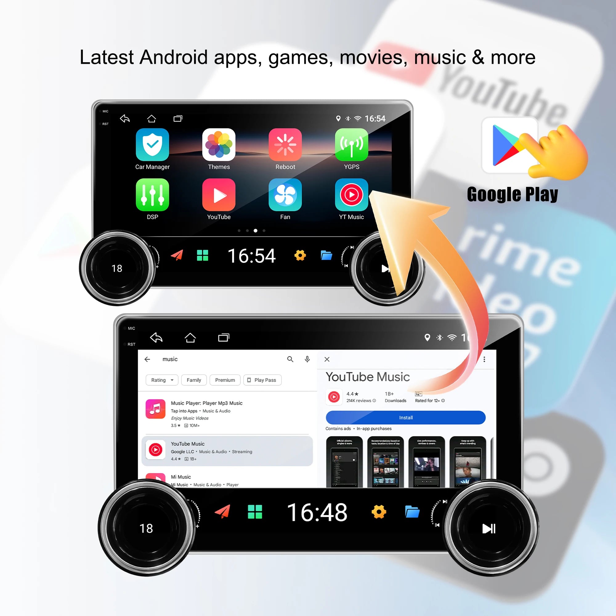 10.1Inch Universal Android Audio GPS Car Radio Double Knob 2K Diamond Wireless CarPlay DSP MirrorLink Amplifier Radio
