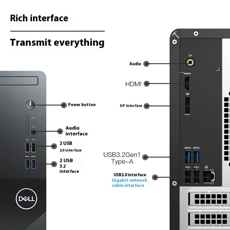 Ordinateur Portable De Ll Vostro  Desktop V3910 I5-12400 8g 512g Workstation Pc Computer