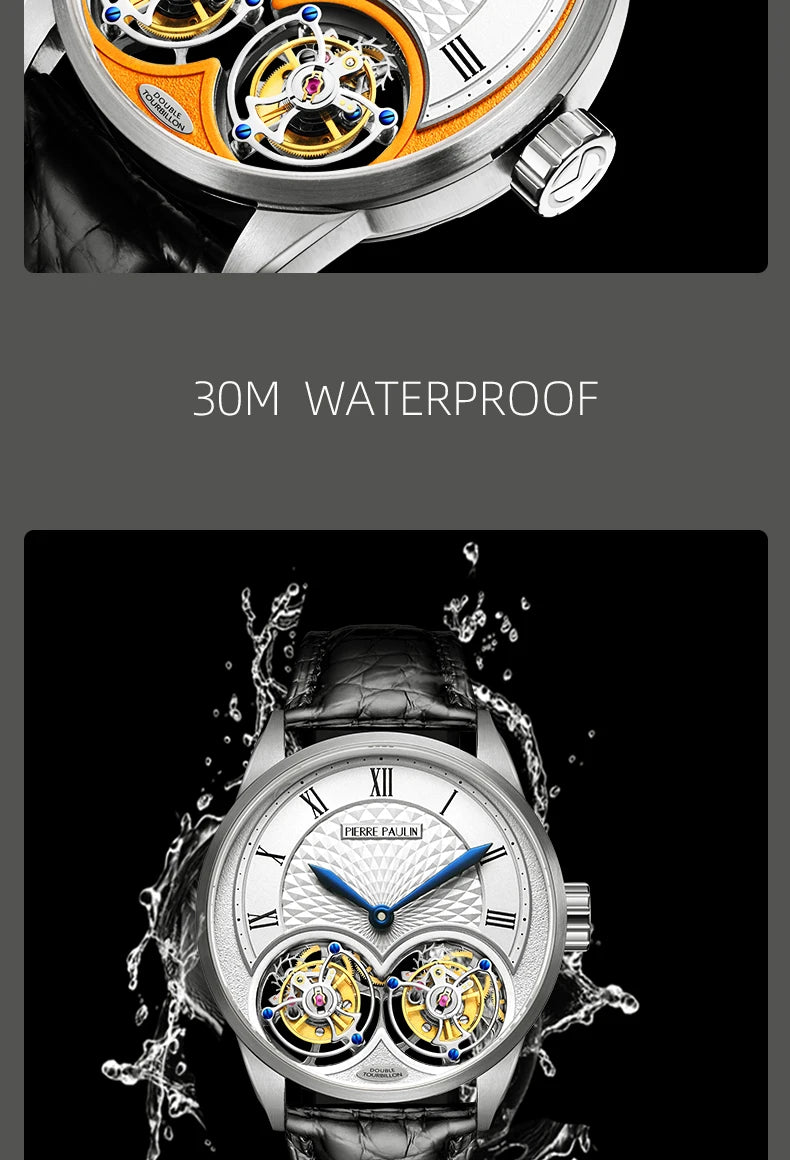 MERKUR genuine Double Tourbillon Manual Mechanical Watch Men's Luxury Formal Business Men's A Certified Millionaire Watch