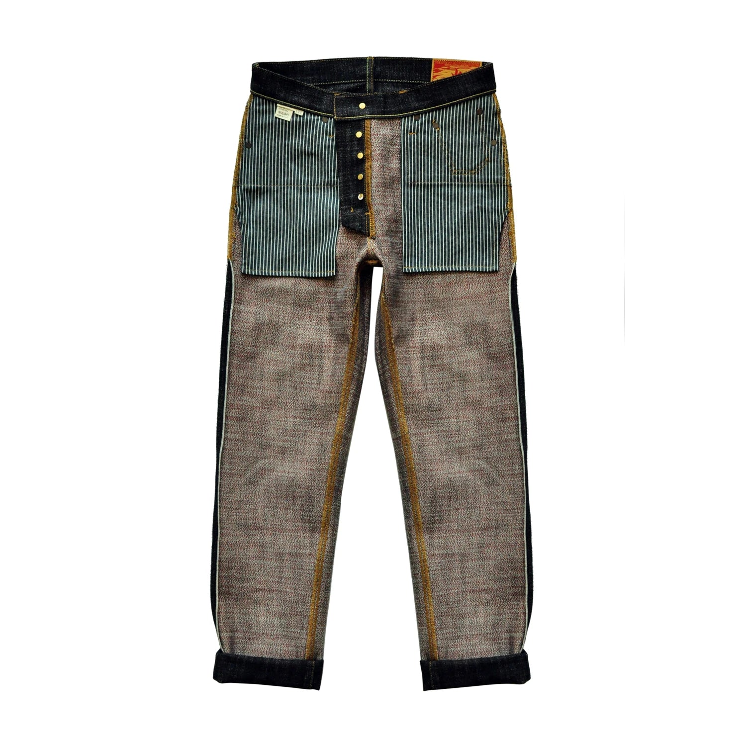 Saucezhan EX315XX-BO-Fire Jeans for Men Furinkazan Selvedge Jeans Mens Jeans Taper Fit 16.8 OZ Silver-plated Buttons Raw Denim