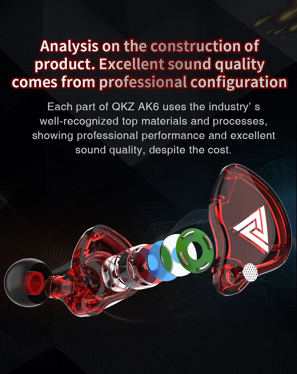 QKZ AK6 SK7 Copper Driver HiFi Wired Earphone with MIC Sport Running Headphones Bass Stereo Headset Music Earbuds fone de ouvido
