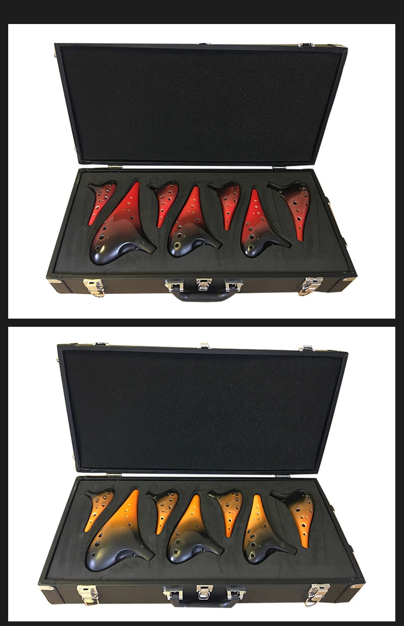 Ocarina taodi 12-hole double-color glaze set seven-pack performance-grade Tao Di musical instrument