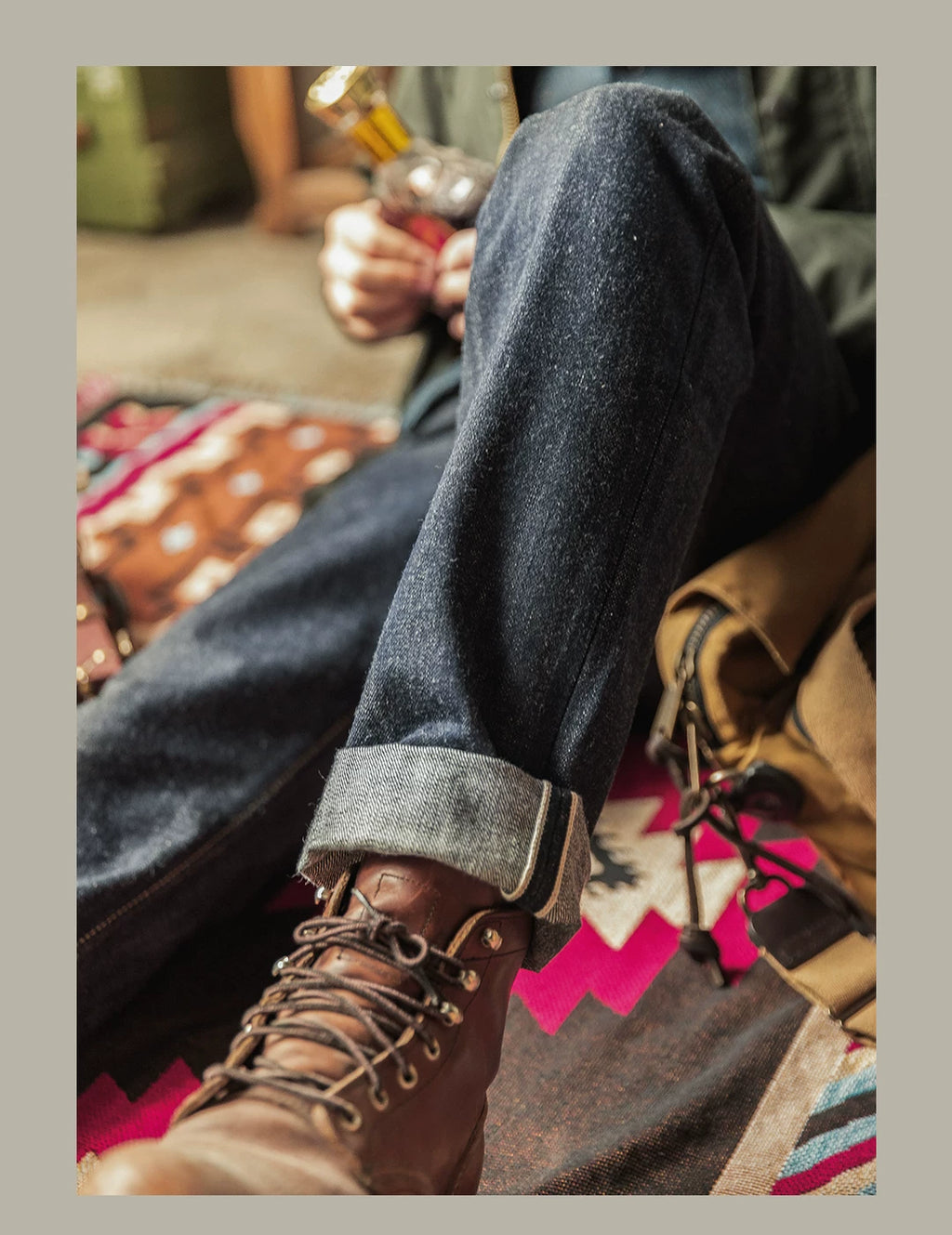 SD107-0001 Red Tornado Heavy Weight Indigo Selvage Unwashed Pants Unsanforised Thick Raw Denim Jean 17oz