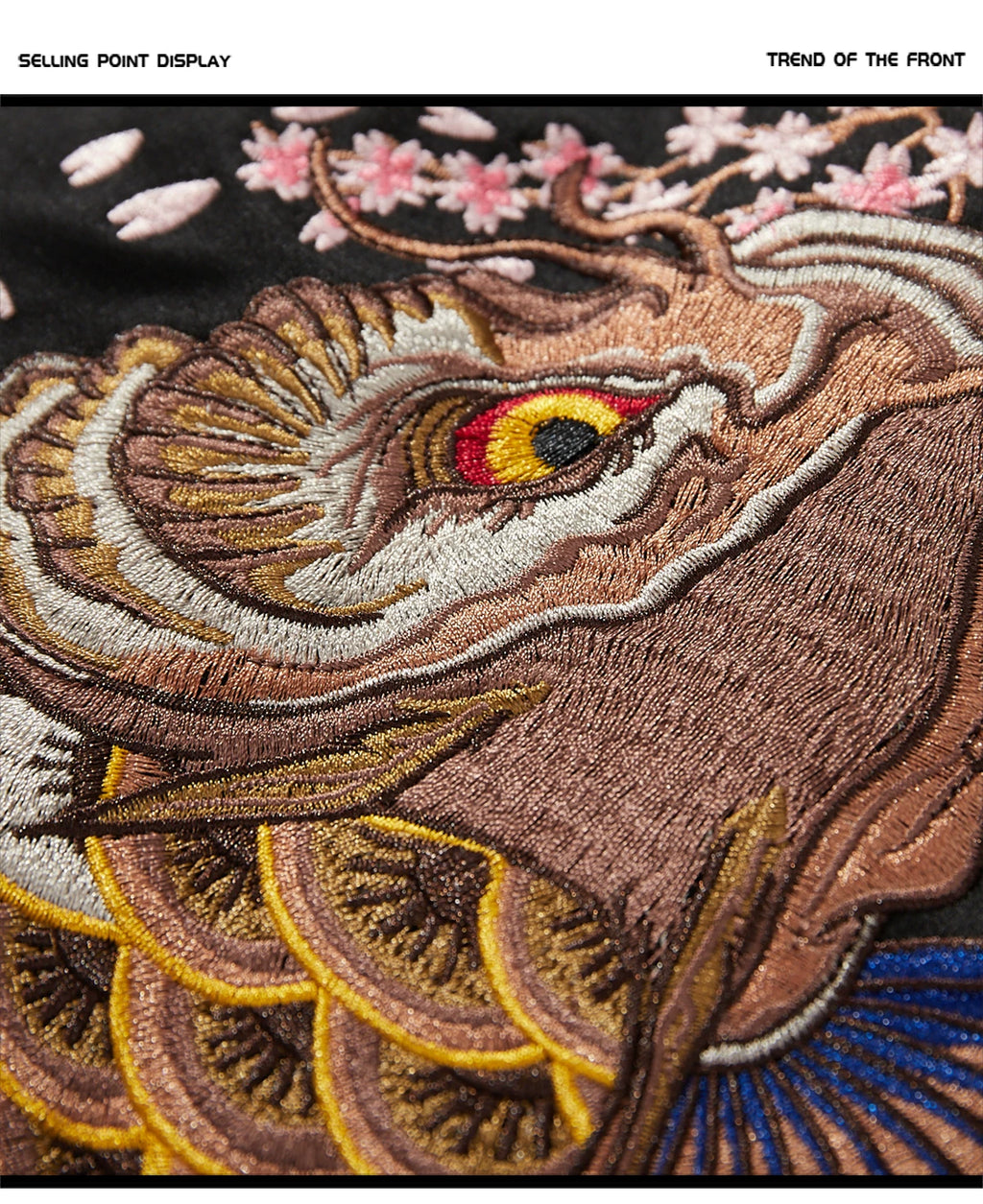 Red Black Cherry Blossoms Sakura Carp Embroidered Original Yokosuka Sukajan Souvenir Jackets