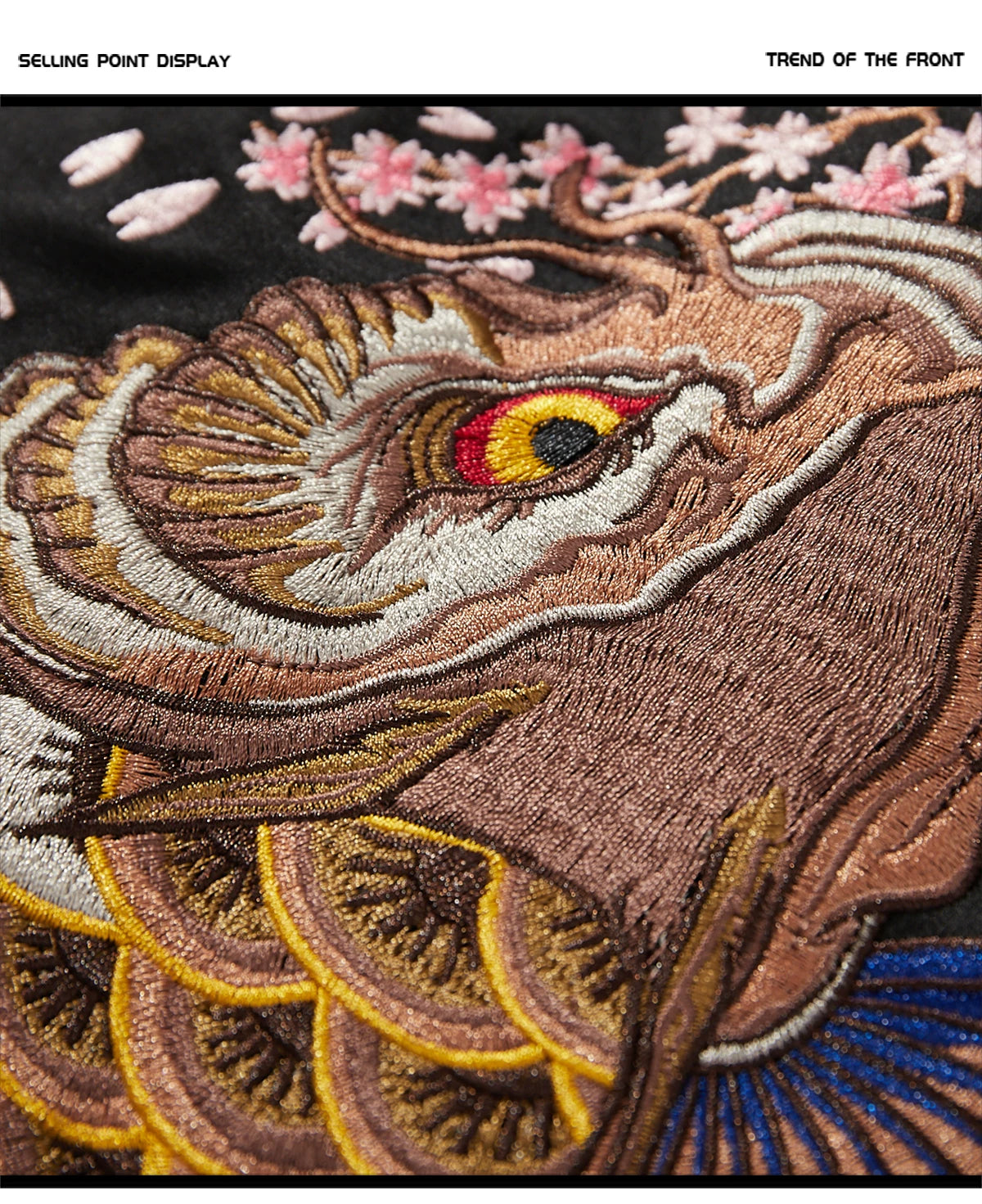 Red Black Cherry Blossoms Sakura Carp Embroidered Original Yokosuka Sukajan Souvenir Jackets