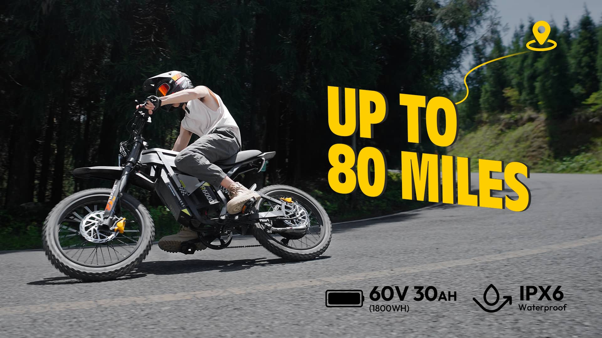 COSWHEEL R6000 Adults Electric Bike 7000W 60V30AH li-ion Battery 88km/h E-Bike with Dual Suspension, Hydraulic Brakes, Off-Road Tires