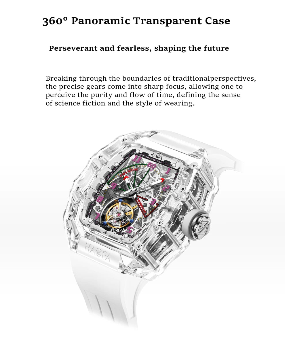 Haofa Flying Automatic Tourbillon Man Watch 2210 Luxury Mechanical Skeleton K9 Sapphire Crystal Case Watches for man Vintage