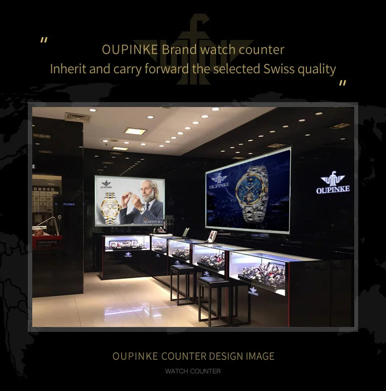 OUPINKE 3176 Gold Dragon Watch Tourbillon Automatic Watches for Man Fashion Skeleton Mechanical Mens Wristwatch Luxury Man Watch