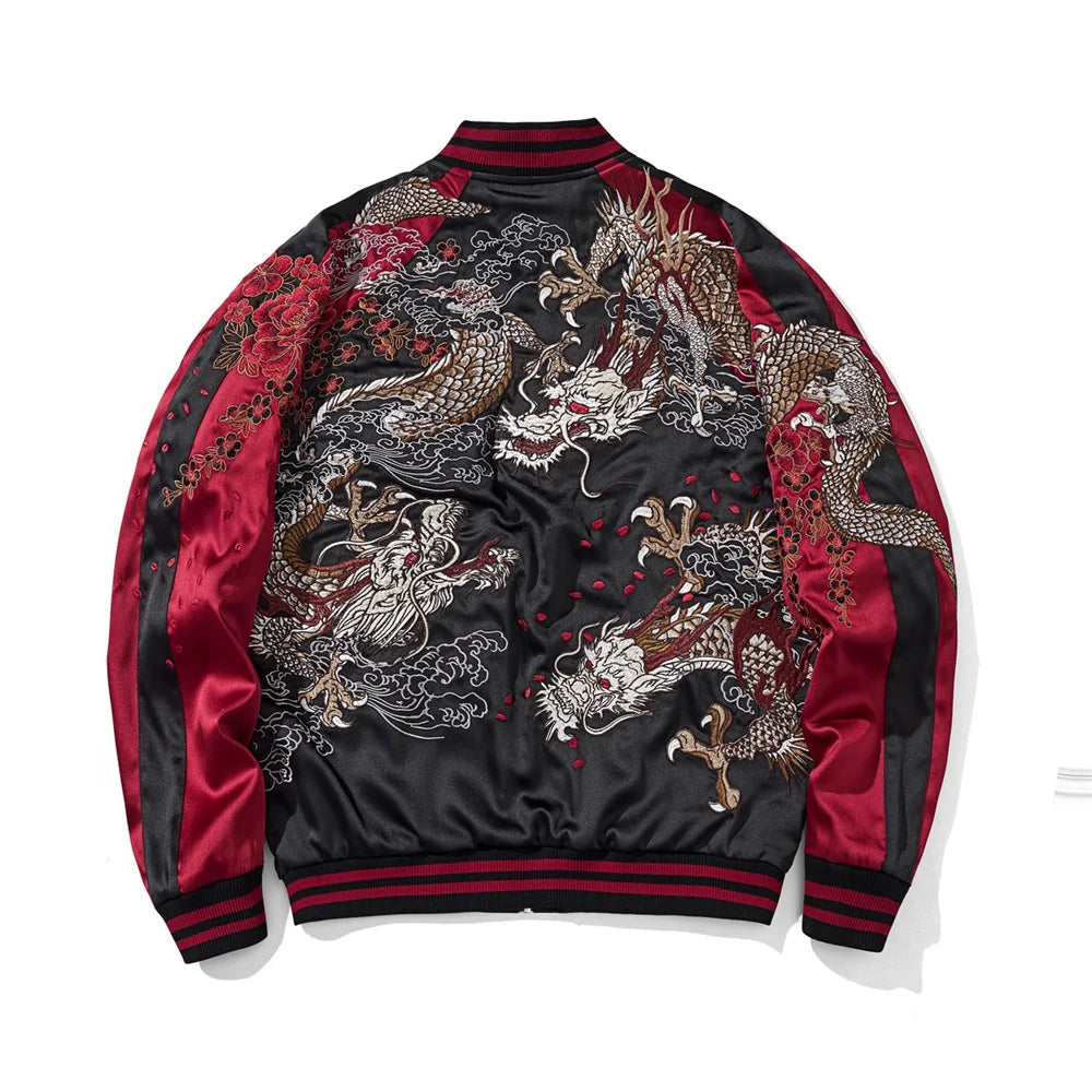 Versatile Japanese Yokosuka Jacket with Dragon Embroidery - Reversible, High-Quality Streetwear for Urban Fashion Enthusiasts