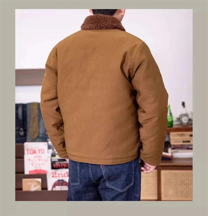 N-1 Red Tornado Naval Deck Jacket Jungle Cloth Shell Alpaca Lined Coat Men Vintage Workwear 2026ss design