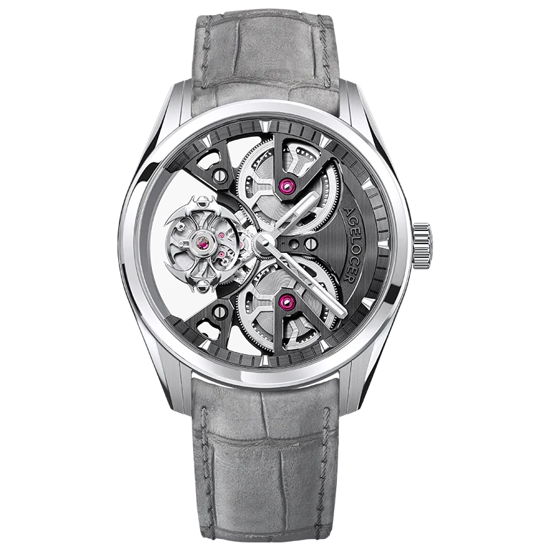AGELOCER Free-sprung Balance Manta Tourbillon Watch Men's Vogue Luxury Skeleton Manual Mechanical Watch Birthday Gift for Men