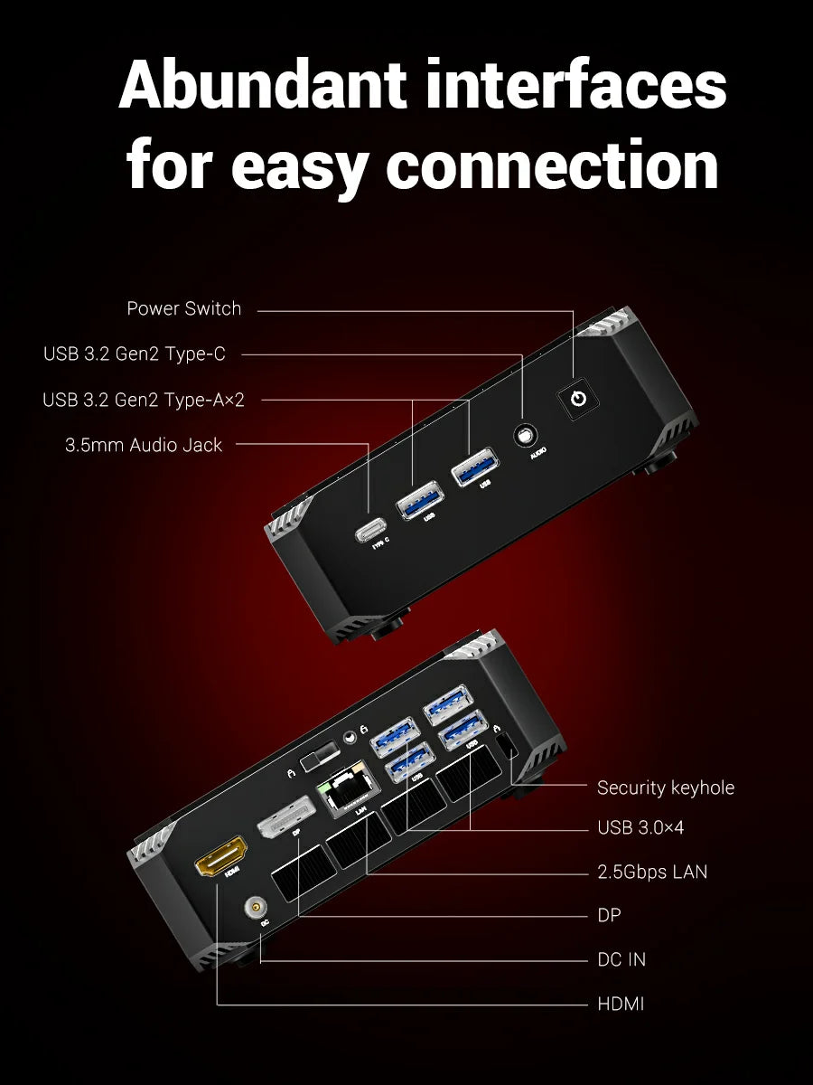 FIREBAT A6 Mini PC AMD Ryzen 7 7735HS LPDDR5 16GB RAM M.2 PCIe 512GB SSD WiFi 6 BT 5.2 2500M LAN Windows 11 Desktop Computer