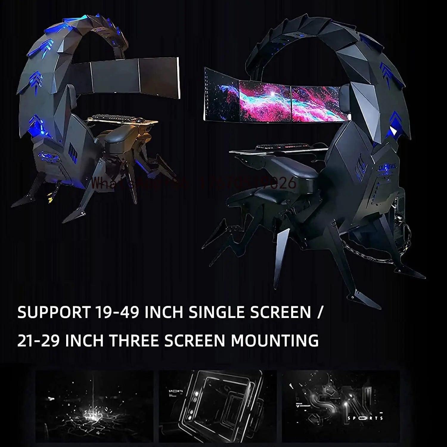 2026-Scorpion Zero Gravity Silla Support High Back Recliner Gamer Revolving Computer with Backrest Adjustable Gaming Chair