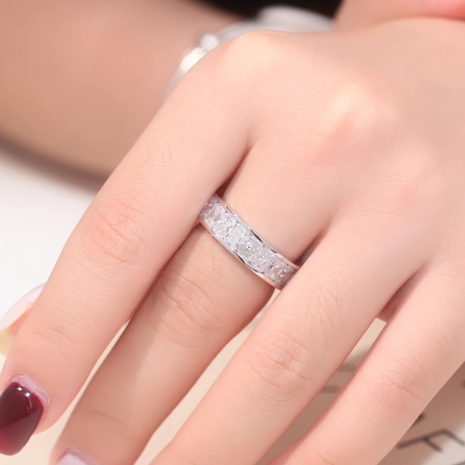 Provence Luxury Radiant Cut Ring 14K 18KGold DEF/VS Lab Grown Diamonds Ring for Women Men Wedding 3/4band Personalized Custom