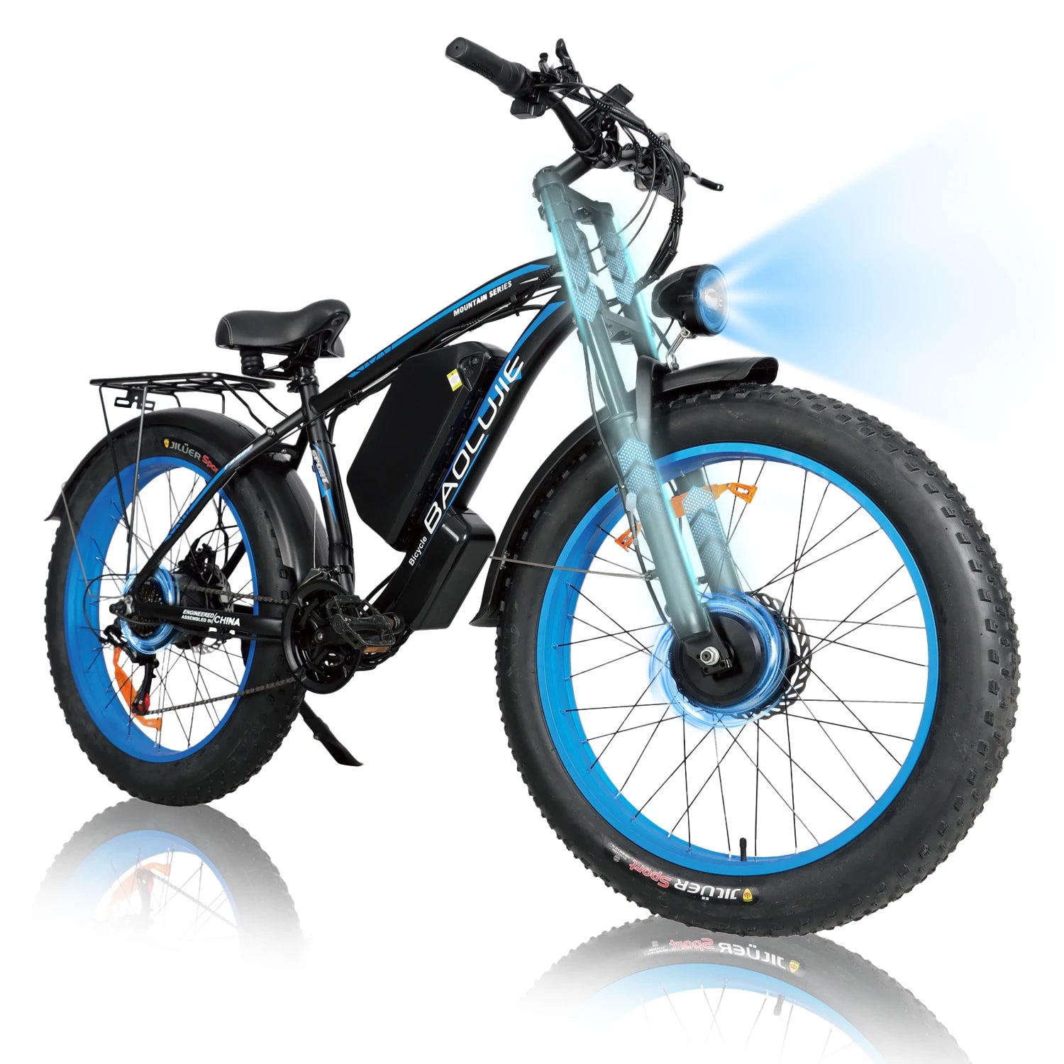 BAOLUJIE 2602 Electric Bicycle for Adults Peak 5000W Dual-Motor E-bike 26*4 Inch Fat Tire 38MPH Electric Bike【1 Year Warranty】