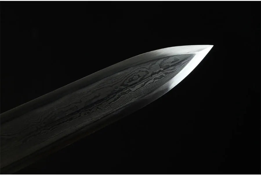 Chinese Kongfu Ruyi Jian Sword Folded Damascus Steel Blade Real Full Tang Sharp Ready Battle Metal Handle Taichi Swords Katanas