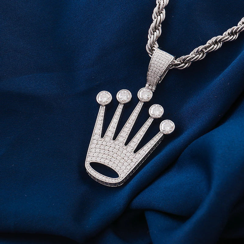Provence custom hip hop jewelry 925 silver crown pendant iced out lab diamond pendant men women party birthday Anniversary gift