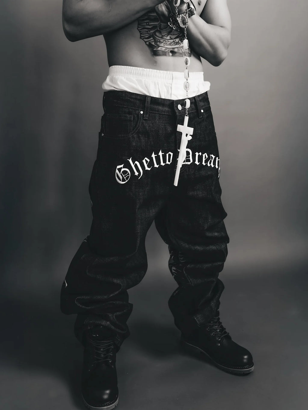 American retro god print jeans men women y2k gothic skateboard pants streetwear harajuku hip hop watermark loose slouchy jeans
