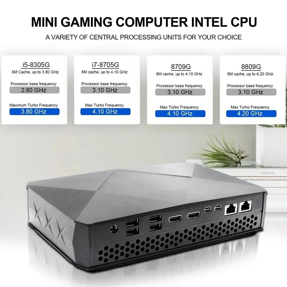 Radeon RX Vega M Mini Gaming PC i7 8709G 64GB M.2 NVME Wins 11 Gamer Mini Computer 2*HD 2*DP 8*USB 2*2.5G Lan Desktop PC