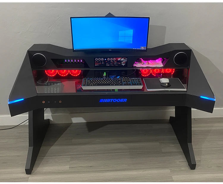 Computer chassis integrated table fully transparent water-cooled large chassis special-shaped computer table e-sports table