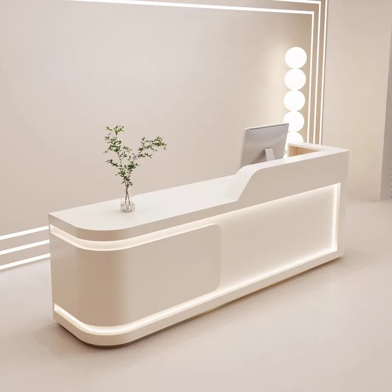 Nordic Cream Style Reception Desks French Clothing Store Beauty Salon Cashier Desk Training Institution Office Furniture FYRD