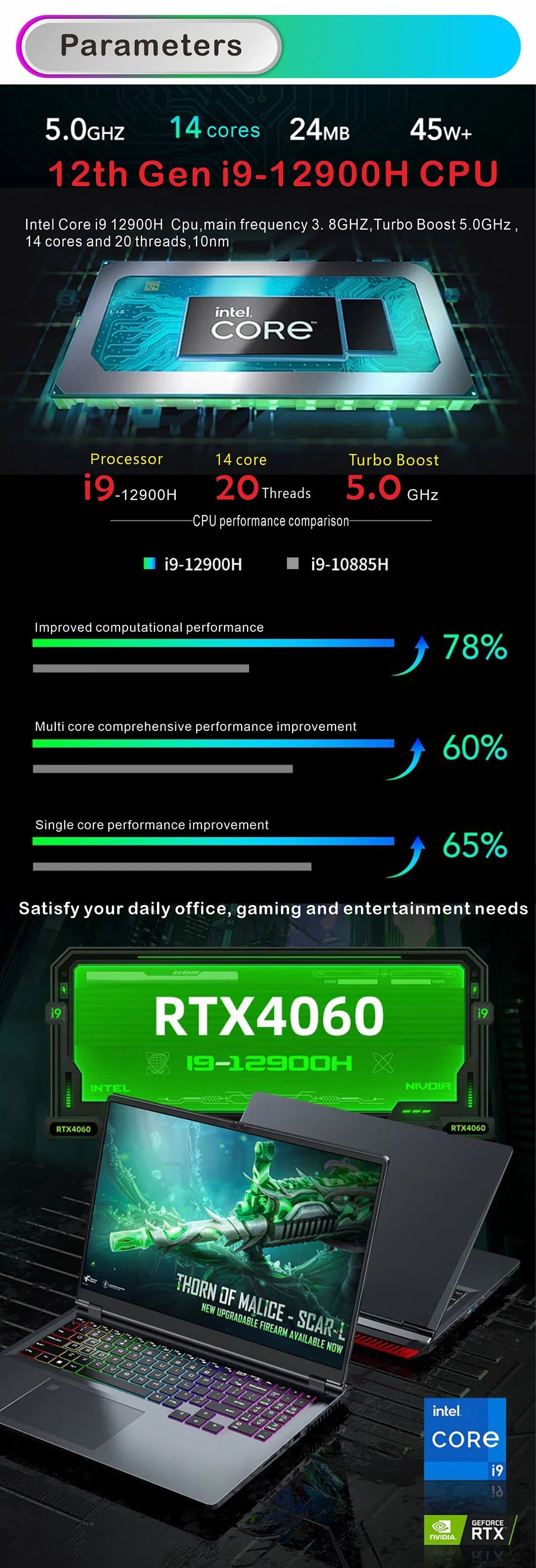 Hot Sales Brand New 16 Inch I9 12900H 14 Core RTX4060 8G Graphics Card Ultrabook Rj45 Gaming Aluminum Laptops