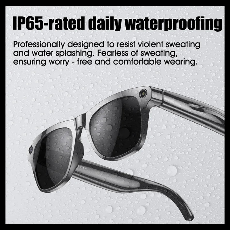 Smart Glasses 100W Camera Anti-shake Video Recording Music Control Photo Recognition Bluetooth Call Sports Sunglasses Waterproof