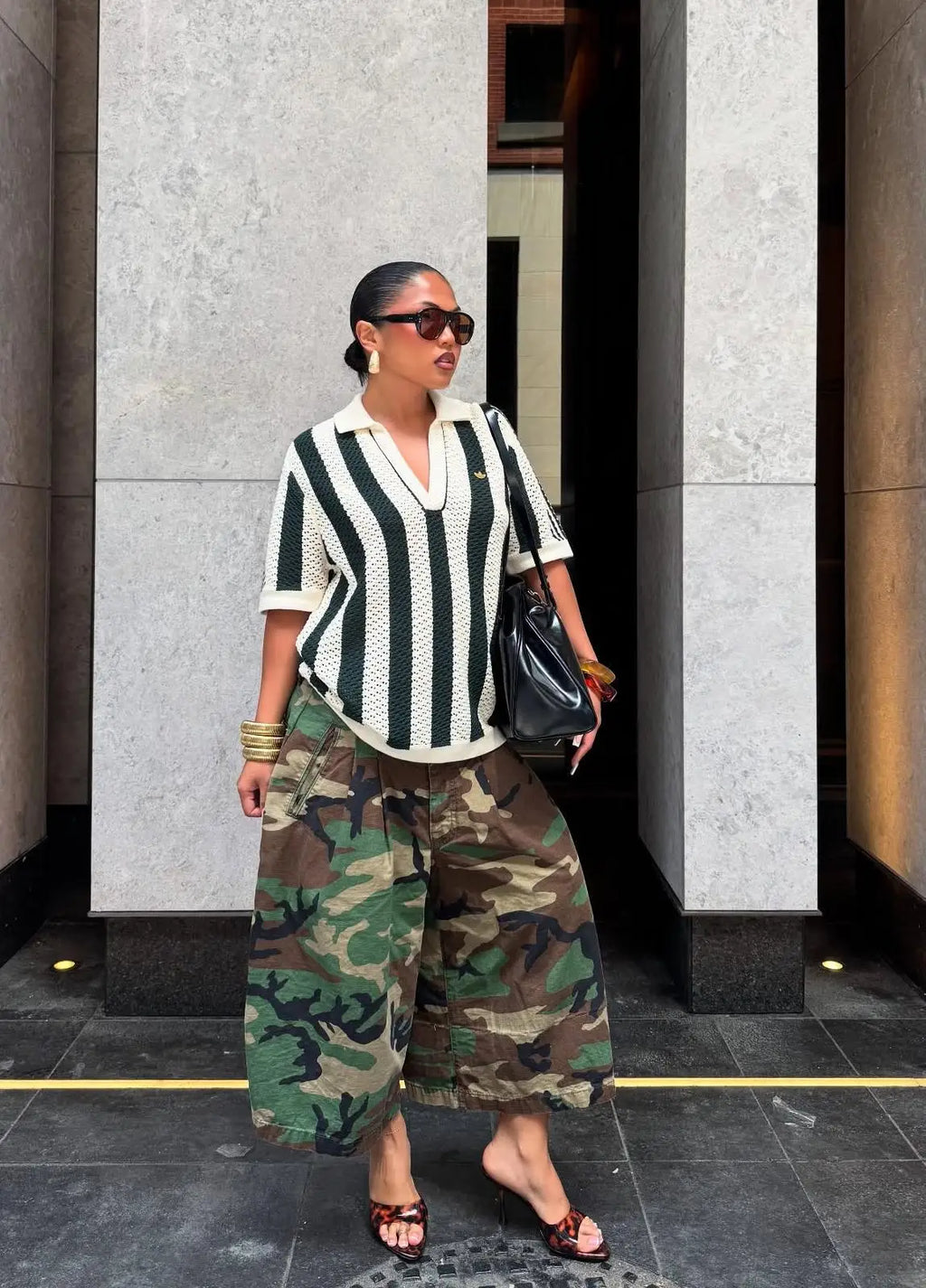 Women's Camouflage Wide Leg Pants Loose Casual High Waist Vintage Pockets Cropped Pants 2025 Fashion Harajuku Capris