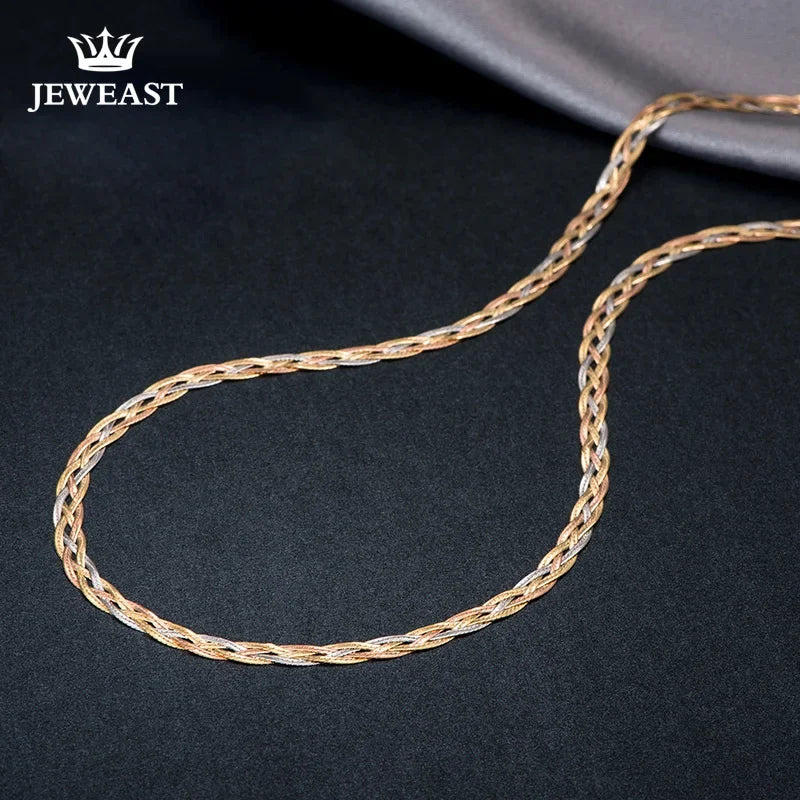 18k Gold Necklace New Weaving Wide Chain Unisex Women Men Girl Party Wedding Jewelry Trendy Hot Sale 2025 New Good Real 750 nice