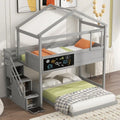 Twin over Full House Bunk Bed with Storage Staircase and Blackboard Gray Old SKU: GX001701AAE