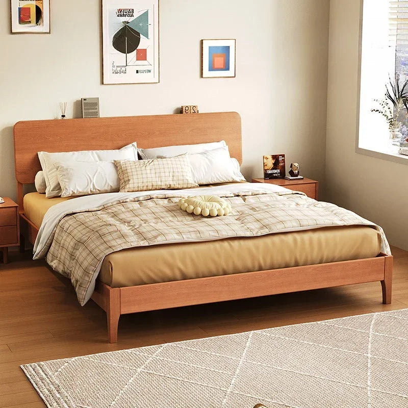 Elegant Modern Bed Frame Simple Wood European Nightstands Queen Bed Frame Twin Full Size Cama Moderno Lujo Home Furniture