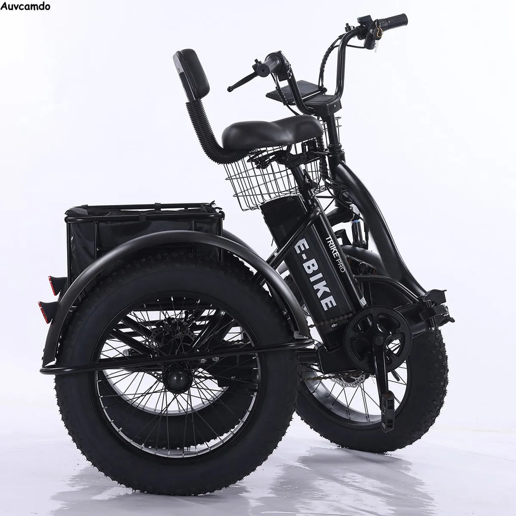 Off-road Electric Cargo Trike 20x4.0 Fat Tyre Foldable 3 Wheel E-Bike 150kg Max