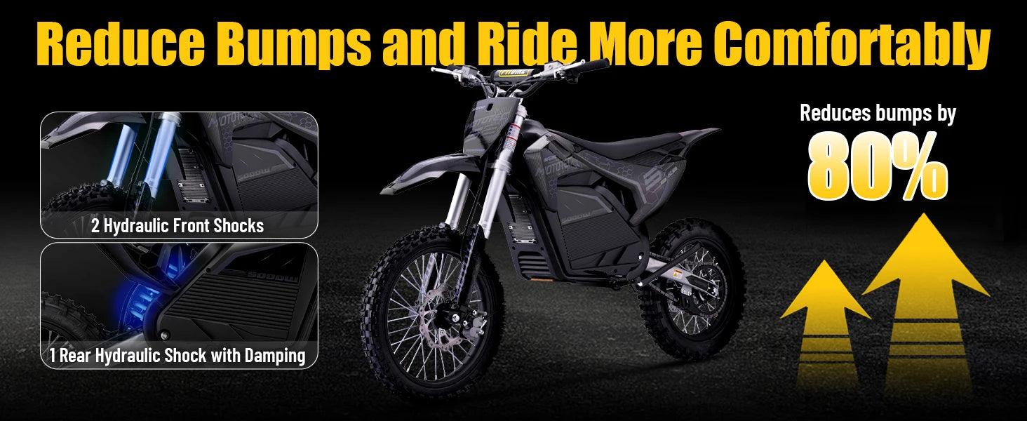 KOOZ HP117E 72V 5000W Pro Electric Dirt Bike for Adults,3 Speed Modes Electric Motorcycle Up to 50 MPH & 40 Miles Long-Range