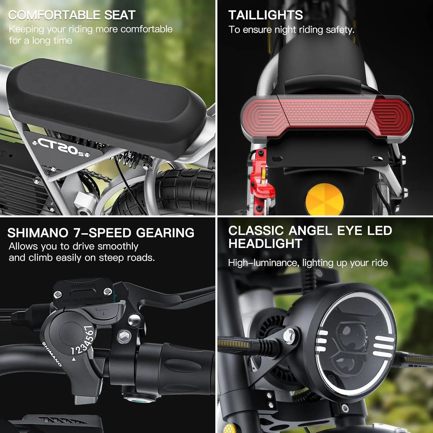 Electric Bicycle CT20S E-Mountain Bike for Adult 60V 27.5Ah Battery Double Hydraulic Disc Brakes 20*5.0 Fat Tire Off-Road E-bike