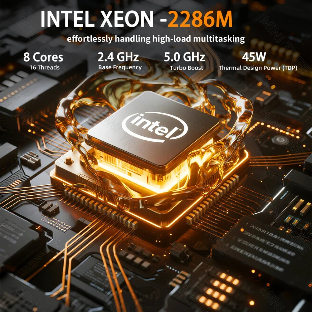 Intel Xeon 2176M ECC RAM Win11 Mini Gaming PC 2*DDR4 NVME 2Lans Office Gamer Desktop Mini Computer 2286M Web Mini Server Host