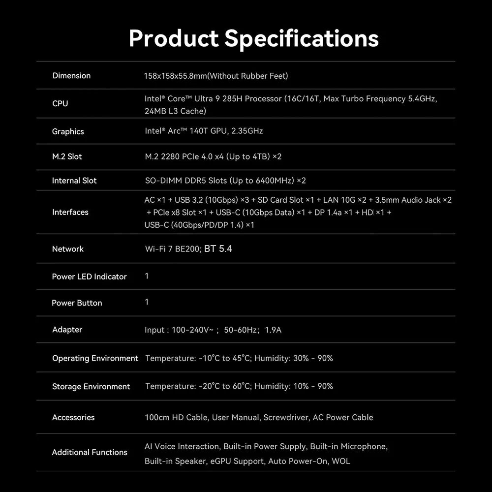 Beelink GTi14 GTi15 Powerful AI PC Intel Ultra9 185H 285H GTi13 i9 13900HK 32G DDR5 1T NVME SSD Desktop Computer Mini Gaming PC