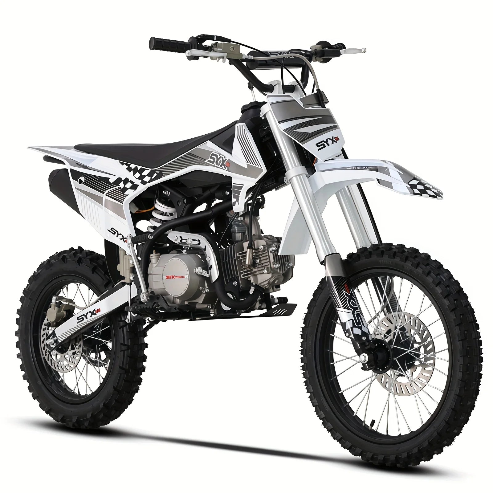 SYX MOTO 125cc Dirt Bike Teens 12+ Yrs 4-stroke Gas-powered Dirt Bike Off-road Motorcycle Kick Start 4-speed Manual Transmiss