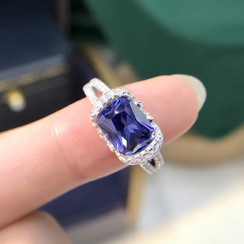 Valuable Sapphire Diamond Ring 100% Real 925 sterling silver Party Wedding band Rings for Women Men Promise Engagement Jewelry