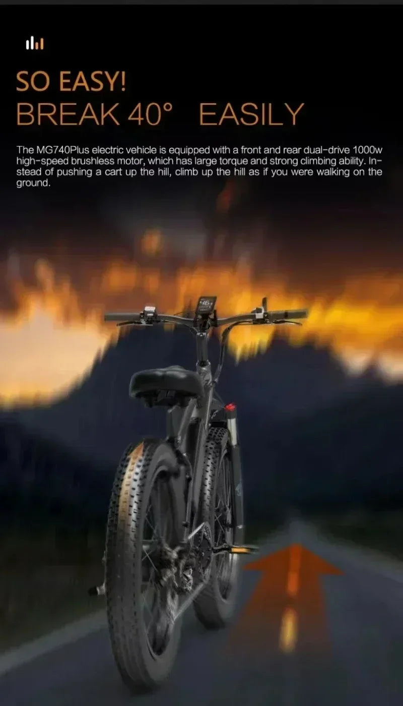 all-terrain Electric Bike adult auxiliary Electric Bicycle 2000W motor 48V 20AH battery 26*4.0 fat tire mountain E-Bike 52KM/H