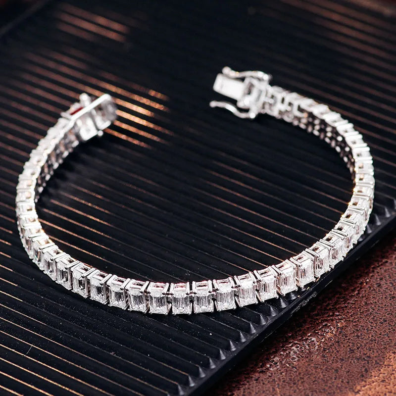 Provence Everyday Tennis Bracelet 16.5cm KGold Emerald cut DEF/VS Lab Diamonds Luxury Bangles Fine jewelry for Women Men Custom