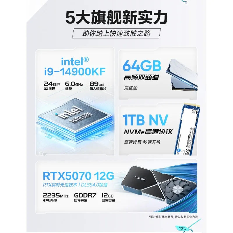 i7i9 14th generation 14900KF computer host RTX5070 desktop computer full set sea view room game water cooling host assembly