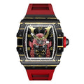 CRONUSART Men Automatic Watch Luxury Mechanical Wristwatch NTPT Carbon Fibre Tonneau Case Luminous Fluororubber Strap Skeleton