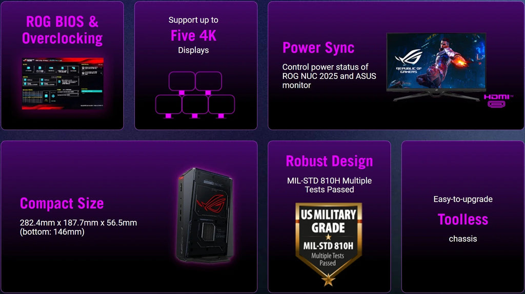 New  27 5HX CPU DDR5 RAM 32G  ROG NUC 2025 NUC15JNK Mini PC Gaming RTX5 080 Ultra 9 Liquid Metal Mini PC Computer NUC PC Gaming
