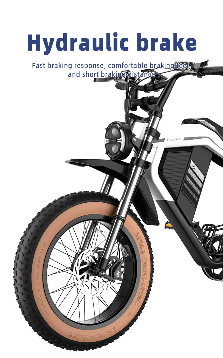 E-Bike 1500W Motor 52V20AH All-terrain Fully Suspended Off-road Motorcycle Electric Bike 20*4.0-inch Fat Tire  Electric Bicycle