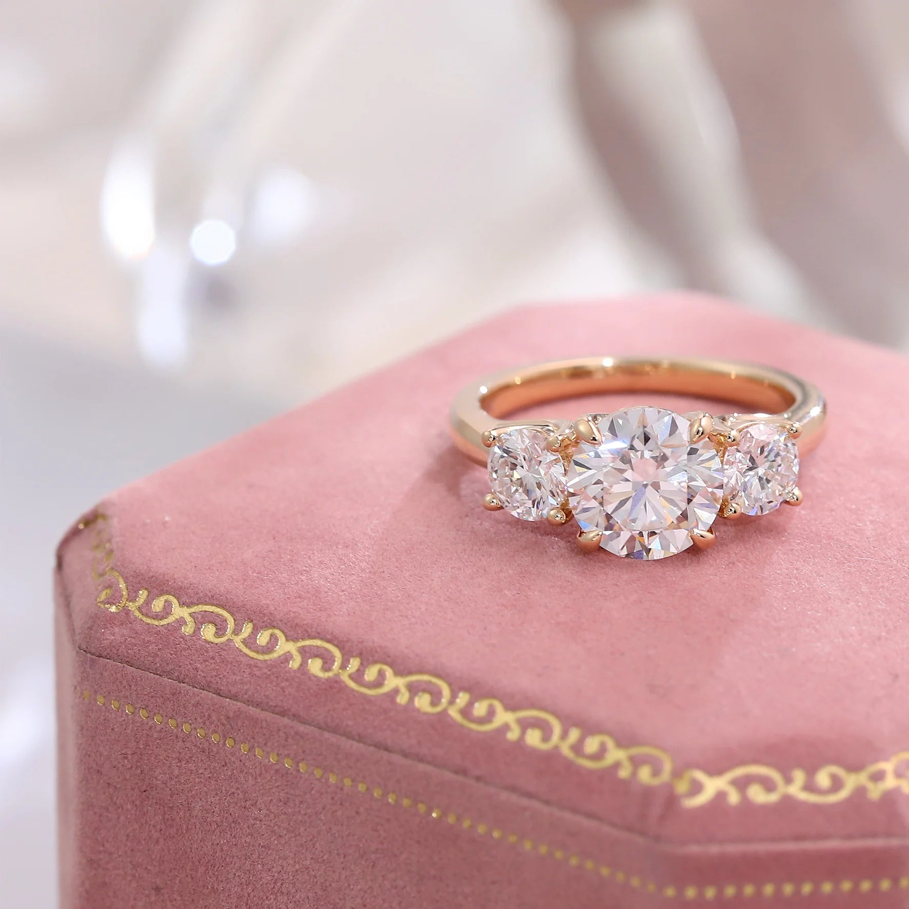Provence Luxury Wedding Three Stone Ring 14KGold IGI D/VS1 Lab Diamonds Rings Engagement Rings for Women Men Personalized Custom