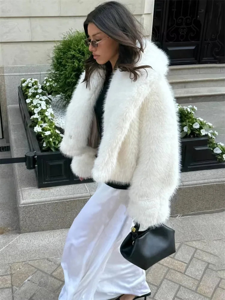 Tossy Winter Fashion Fur Feather Outwear For Women Lapel High Waist Warm Loose Long Sleeve Commute Coat Female Fur Feather 2025
