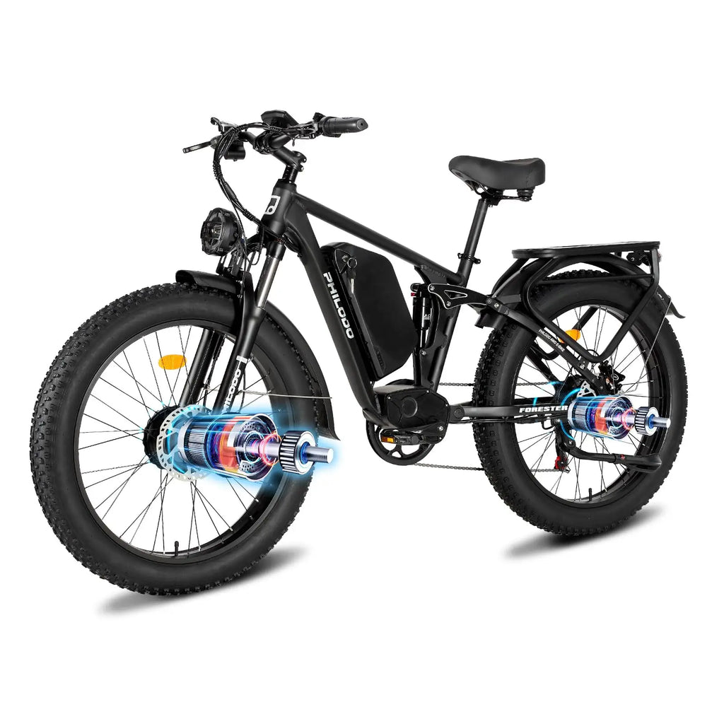 5000w Dual Motor Electric Bicycles, 60V Battery E-Bike with 45 MiIe P-Hour Electric Bike for Adults, 26 Fat Tire Hunting Ebike f