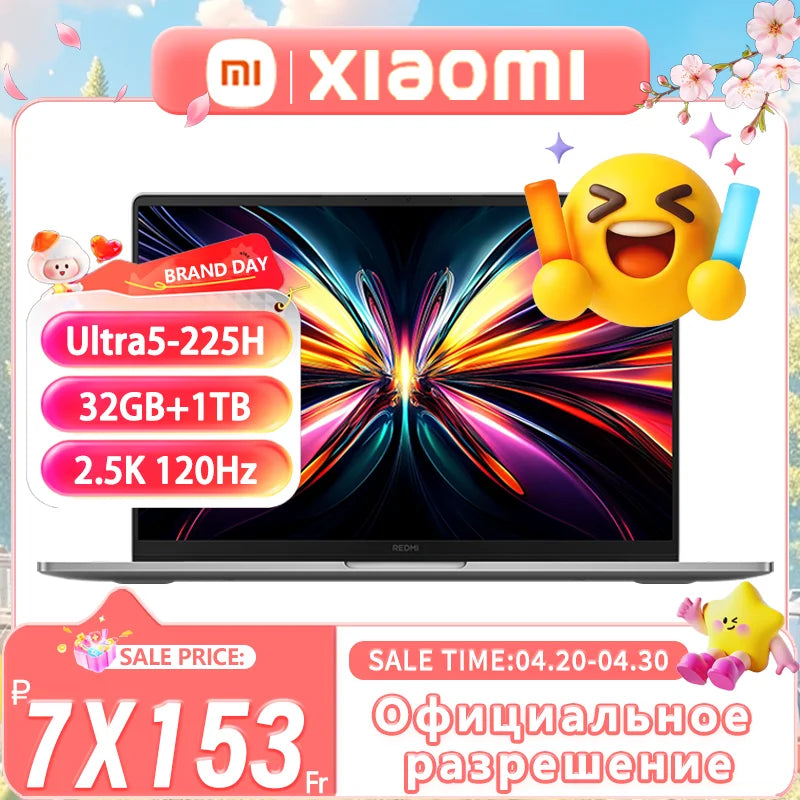 【Russia Stock】REDMI Book Pro 16 2025 Intel Arc Graphics Ultra5-225H 32GB+1TB 16inch 2.5K 120Hz Screen