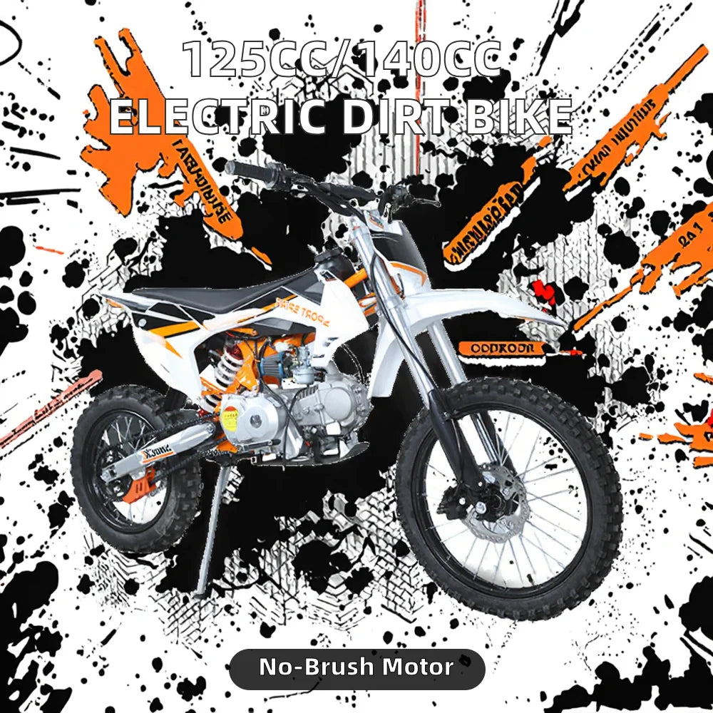 Lightweight All-Terrain 125cc/140cc  Dirt Bike 4 Stroke Engine Brushless for Adults Children Off-Road Riding Electric