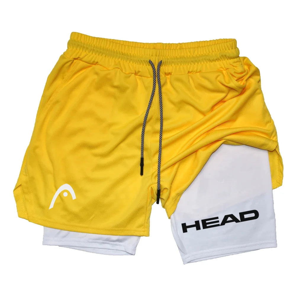 Anime Berserk Head Running Shorts Men Fitness Gym Training 2 in 1 Sports Quick Dry Workout Jogging Double Deck Summer